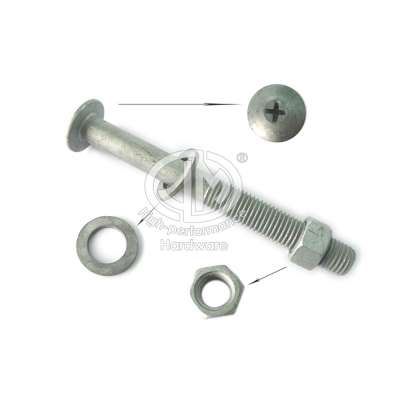 5/8" Round Head Highway Long Guardrail Splice Bolts With Nuts And Washers