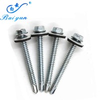 Zinc plated Hex Self Drilling Screw With rubber washer Tapping screw