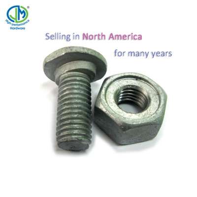 clipped head guardrail bolt and double recessed nut