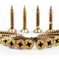 DIN7505 CSK Yellow Zinc Plated Pozy Drive Chipboard Screw