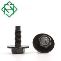 M6 X 18mm BLACK OXIDE HEXAGON INDENTED HIN HEAD MACHINE SCREW with PLAIN WASHER